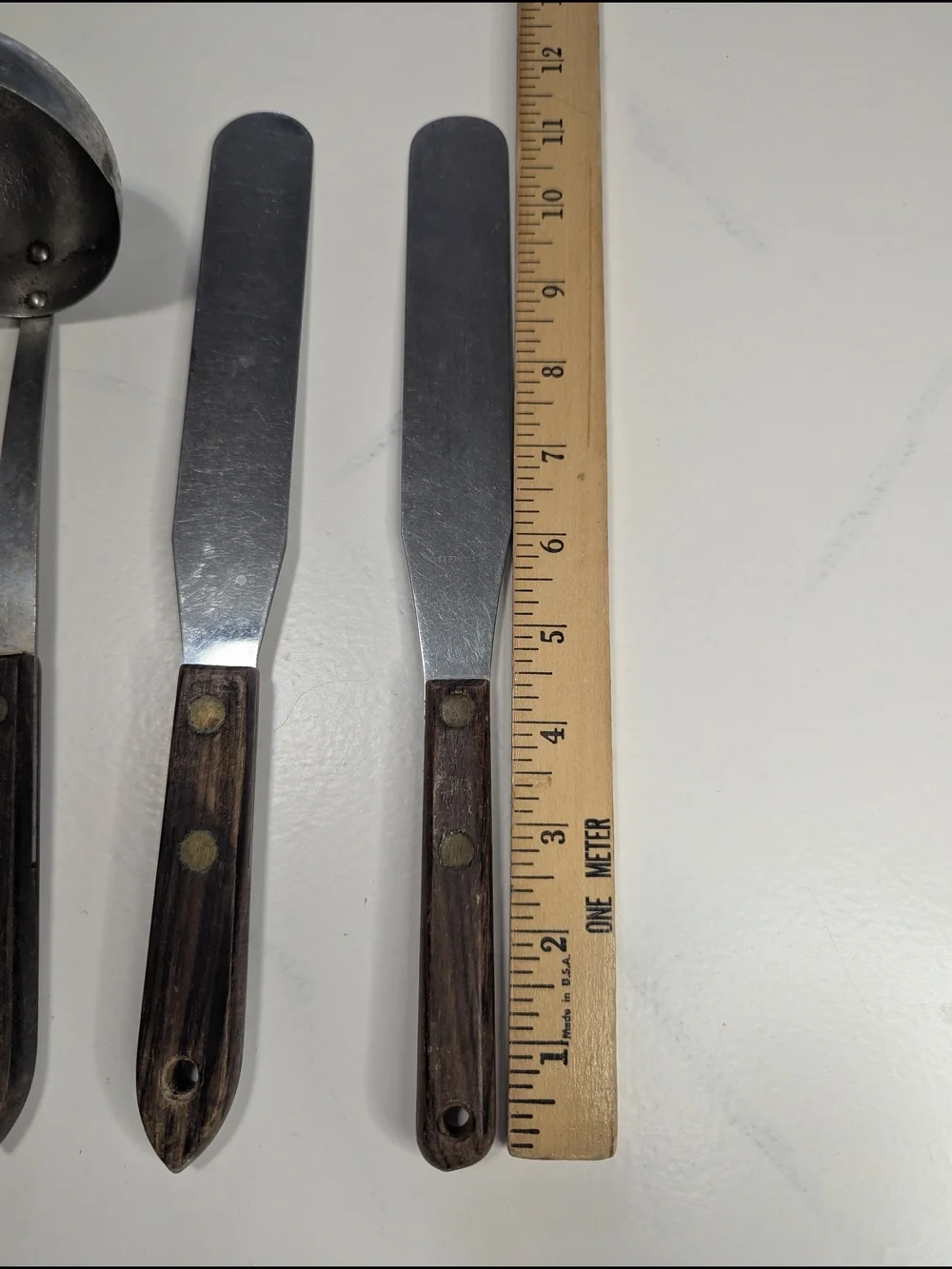 Vtg Royal Brand Sharpcutter 3pc Kitchen Set Ladle & 2 Spreaders Wood Handle USA